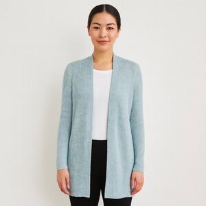 LOFT Ribbed Open Front Longline Cardigan – Light‎ Blue – Size Small